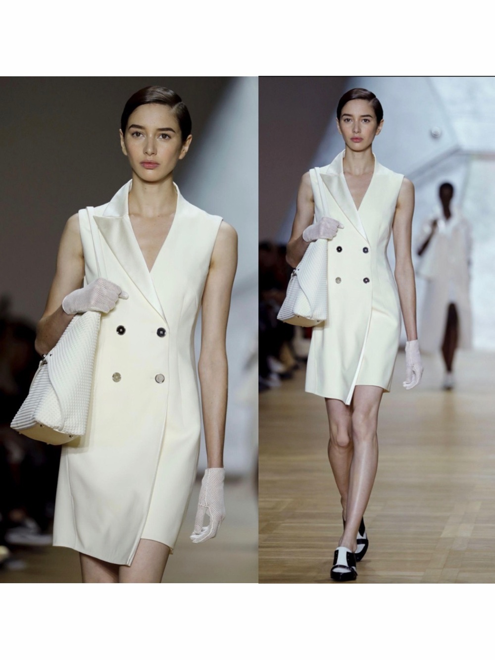 Akris Ivory Wool Coat Dress Double Breasted Asymmetric 8 Runway Classic NWT 🟡 - Picture 2 of 16